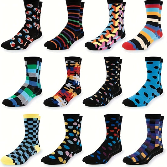 Colorful Novelty Cotton Socks - 6 Pairs of Funny Casual Mens Socks - ZOOMNSTORE