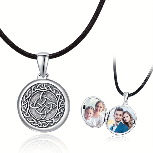 Celtic Knot Locket Necklace - S925 Sterling Silver Pendant for Men  Women - ZOOMNSTORE