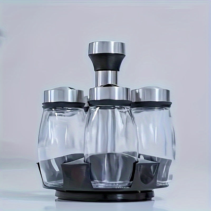 Revolving Spice Rack Set - Multi-Function Countertop Organizer with Jars for Seasonings and Spices - ZOOMNSTORE