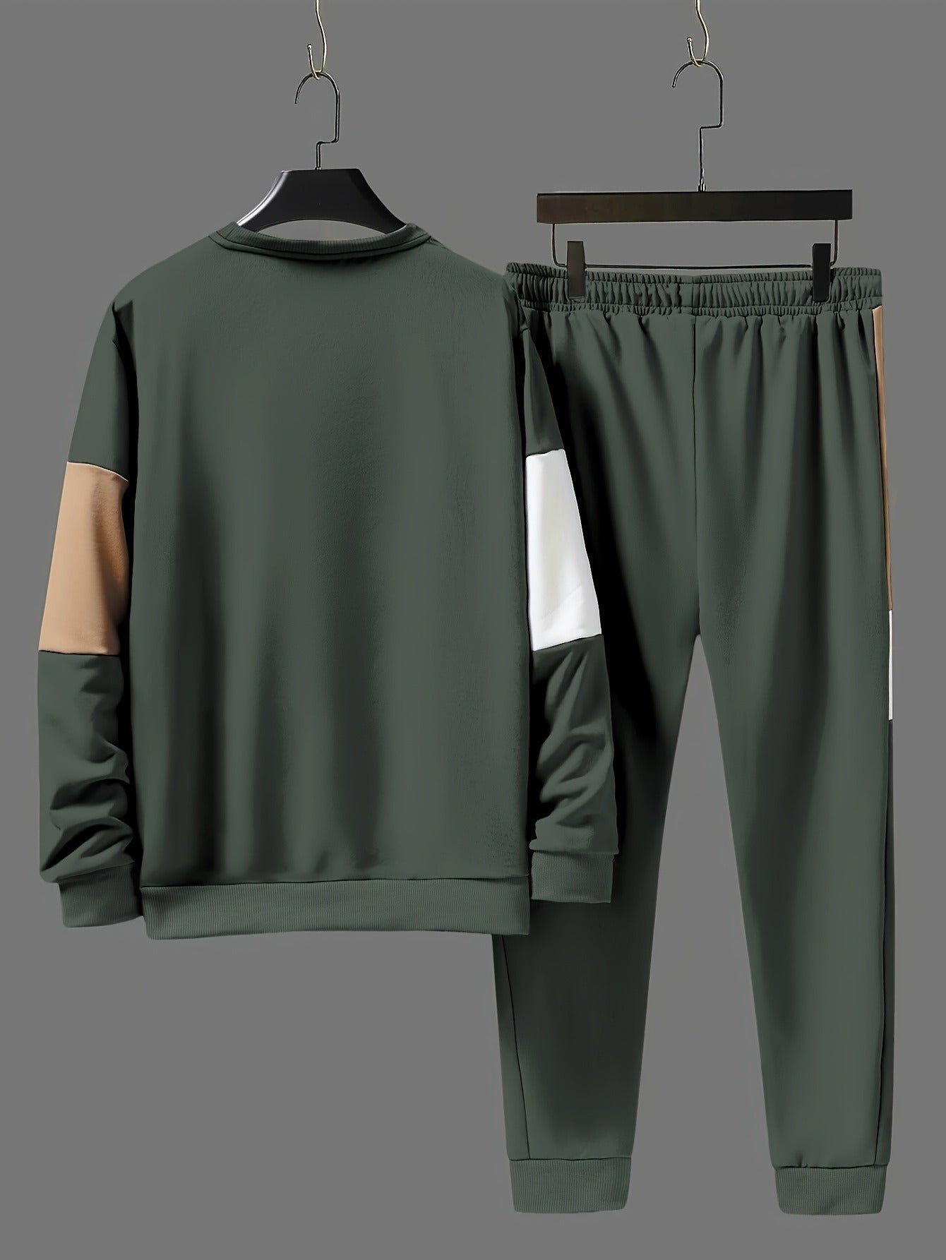 Color Blocked 2-Piece Mens Sweatshirt and Jogger Set - Casual Long Sleeve Outfit for Fall and Winter - ZOOMNSTORE