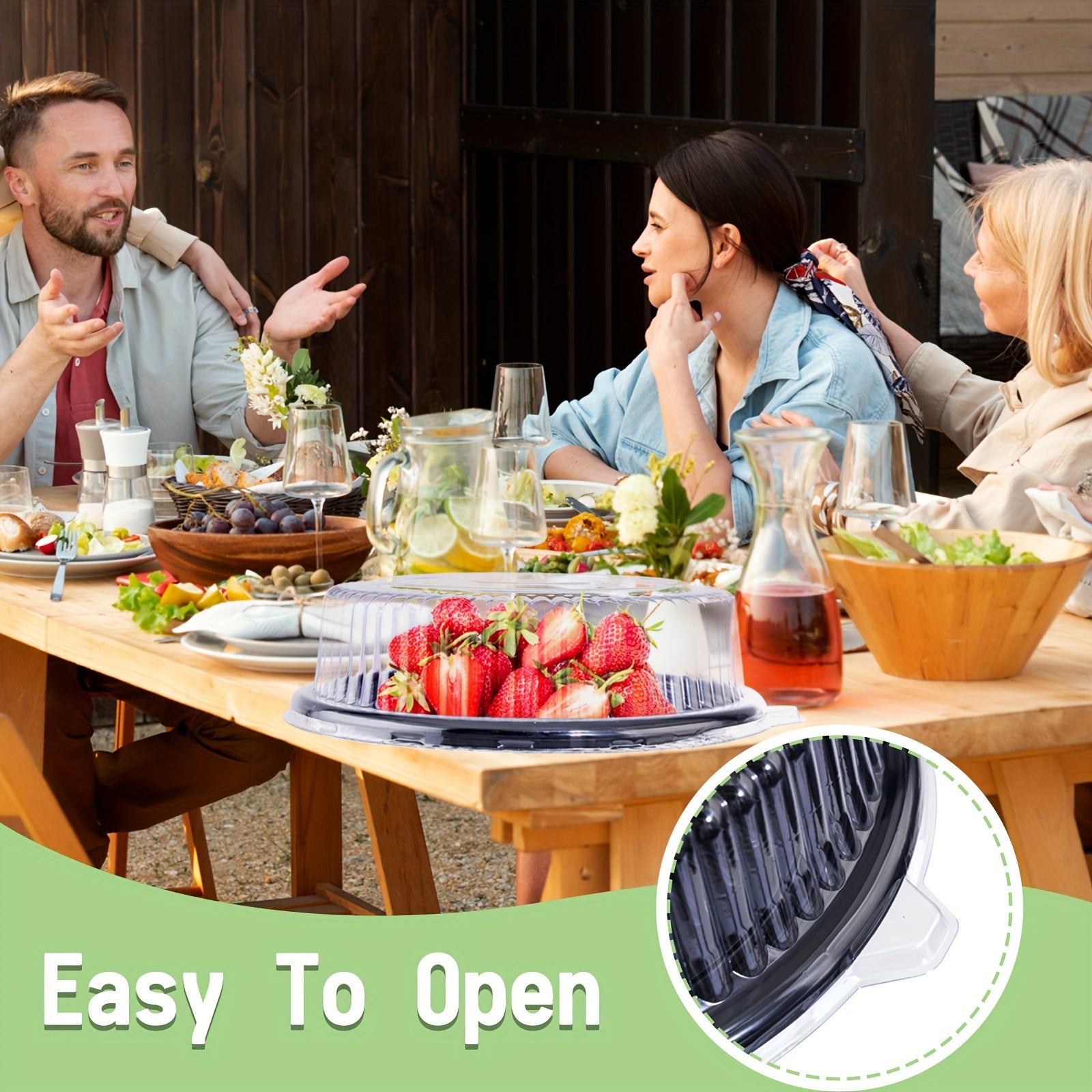 Leak-Proof Disposable 12-Inch Appetizer Trays - 50 Pack BPA-Free Plastic Containers with Lids Microwave Safe - ZOOMNSTORE