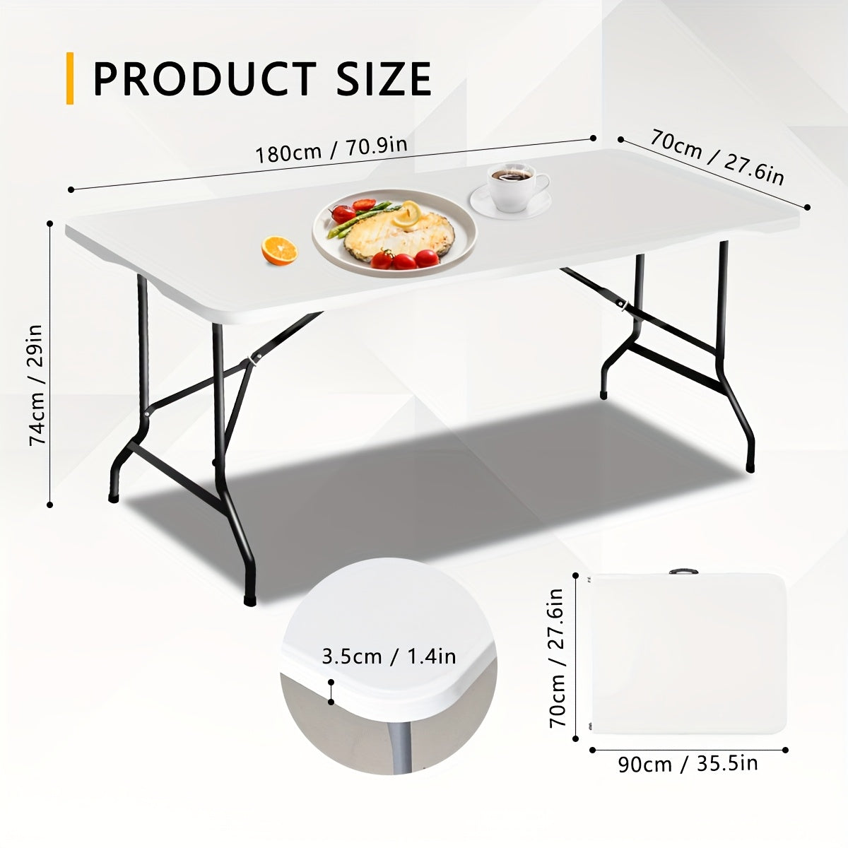 Heavy Duty 300 Lb Folding Table - 6 Foot Portable Bar for IndoorOutdoor Use - ZOOMNSTORE