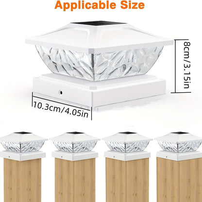 Solar Post Cap Lights - Bright Outdoor Solar Deck  Fence Lights BlackWhite - 2 Modes Multiple Pack Options - ZOOMNSTORE