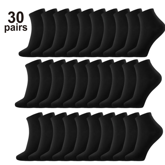 30 Pairs Women's Solid Cute Ankle Socks, Soft Sweat-absorbing Low Cut Socks, Simple & Comfy (Colourful) - ZOOMNSTORE