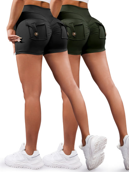 Womens Butt Lifting Scrunch Shorts - 2 Pcs Workout Booty Shorts - ZOOMNSTORE