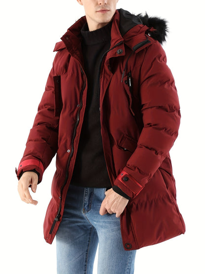 Mens Waterproof Parka Jacket - Warm Puffer Coat with Removable Faux Fur Hood - ZOOMNSTORE