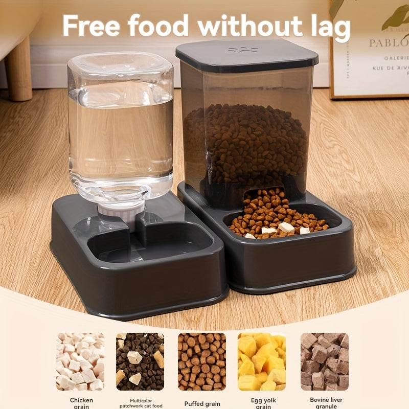 Durable Automatic Pet Feeder and Water Dispenser Set - 1set Plastic Cat Bowl and Dog Bowl - Self-Drinking and Feeding System for Cats - ZOOMNSTORE