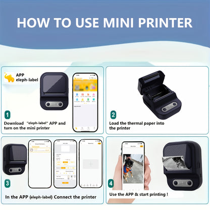 Support 12-57mm Width Mini Thermal Label Printer Self-adhesive Paper Portable Inkless Printer Bluetooth Sticker Tag Label Maker