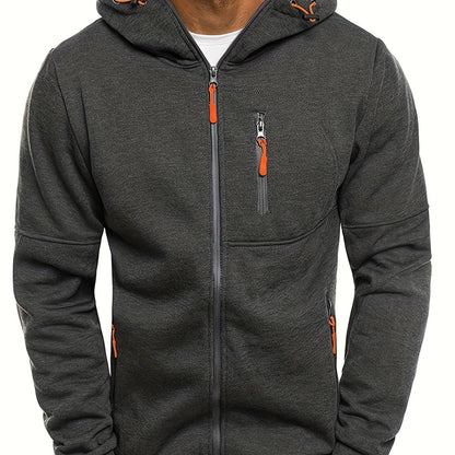 Mens Zipper Hoodie - Casual Full-Zip Sweatshirt with Pockets for Outdoor Activities - ZOOMNSTORE