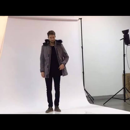 Mens Waterproof Parka Jacket - Warm Puffer Coat with Removable Faux Fur Hood - ZOOMNSTORE