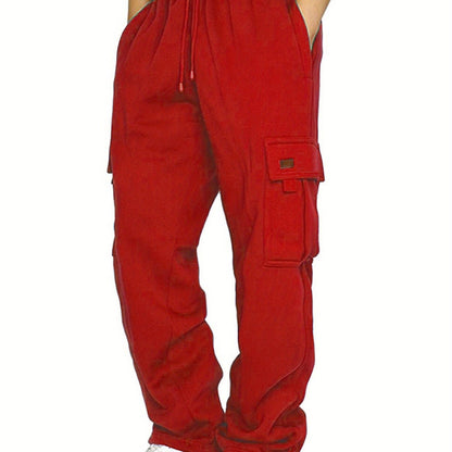 Mens Loose Cargo Pants - Casual Elastic Waist Wide Leg Sweatpants - ZOOMNSTORE