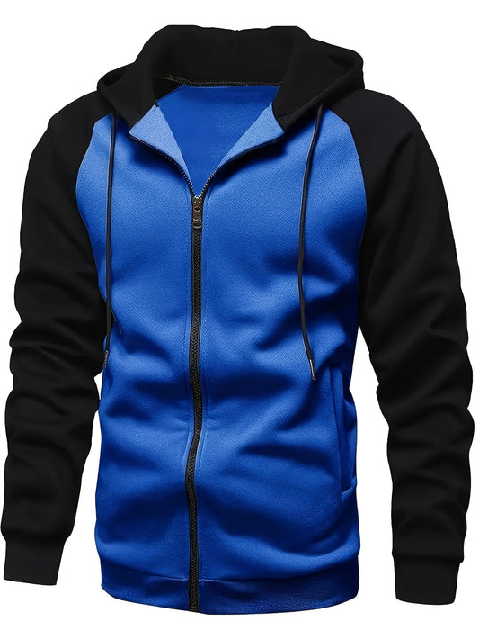 Hooded Color Block Jacket - Casual Mens Sports Outwear for Running and Hiking - ZOOMNSTORE