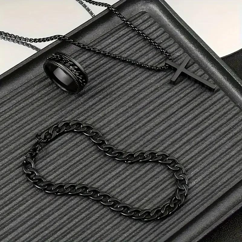 Alloy Cross Jewelry Set - Elegant Pendant Necklace Bracelet  Ring for Everyday Wear - ZOOMNSTORE