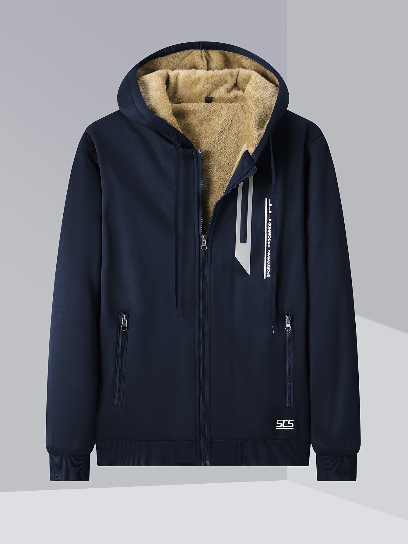 Mens Winter Fleece Hoodie - Hooded Zip-Up Jacket with Pockets Casual Outerwear - ZOOMNSTORE
