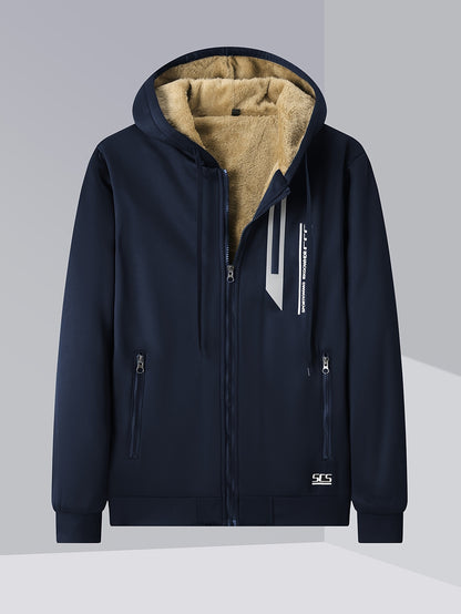 Mens Winter Fleece Hoodie - Hooded Zip-Up Jacket with Pockets Casual Outerwear - ZOOMNSTORE