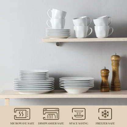 Ivory White Porcelain Dinnerware Set - 6-Piece Plates and Bowls for Home and Restaurant - ZOOMNSTORE