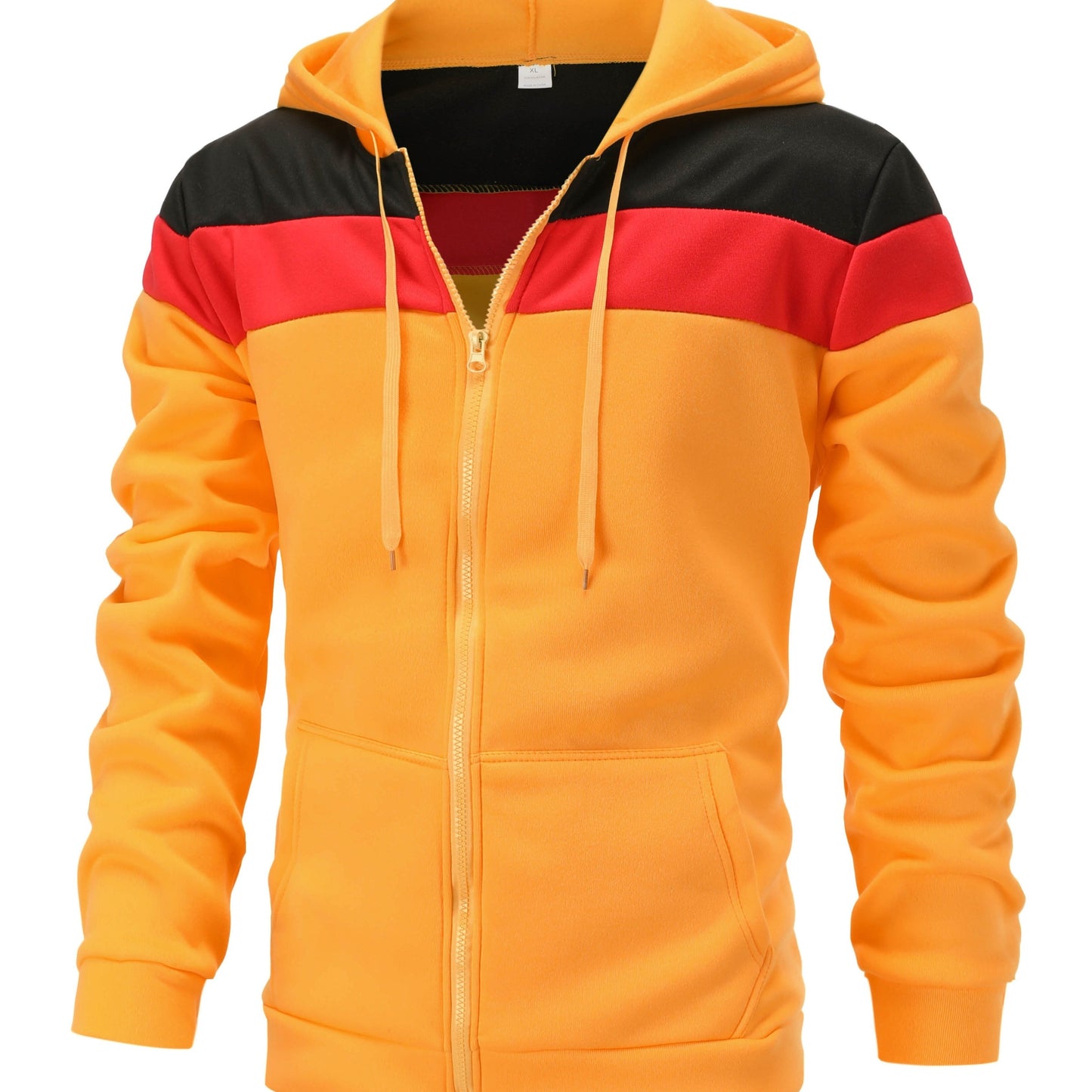 Mens Casual Zip-Up Hoodie - Solid Color Long Sleeve Pullover Stretch Polyester AutumnWinter Fashion - ZOOMNSTORE