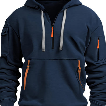 Mens Tactical Hoodie - Casual Outdoor Pullover with Zipper Pockets - ZOOMNSTORE