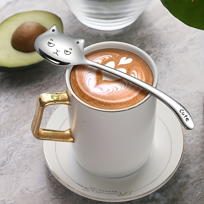 Stainless Steel Cat Coffee Spoons - Long Handle Perfect Gift for Cat Lovers - ZOOMNSTORE