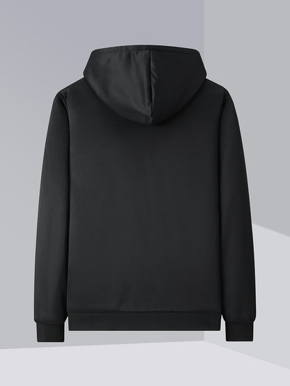 Mens Winter Fleece Hoodie - Hooded Zip-Up Jacket with Pockets Casual Outerwear - ZOOMNSTORE