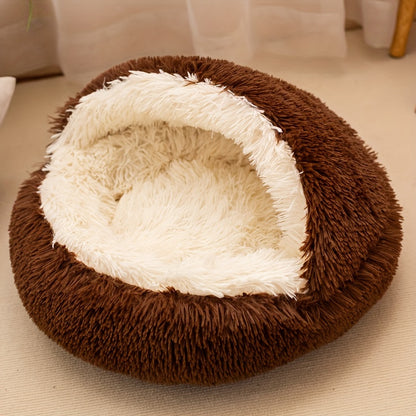Plush Cat Nest Bed - Cozy Cave for Small Pets with Removable Cover - ZOOMNSTORE