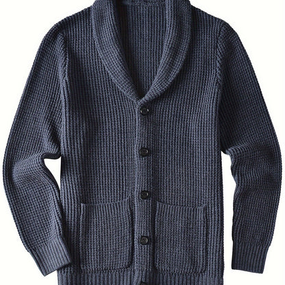 Men's warm cardigan jacket with green fruit collar long sleeved sweater - ZOOMNSTORE