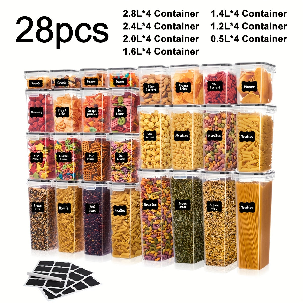 Sealed Food Storage Containers Set - Ideal for Organizing Grains Rice Pasta and More Dishwasher Safe with Labels and Markers - ZOOMNSTORE