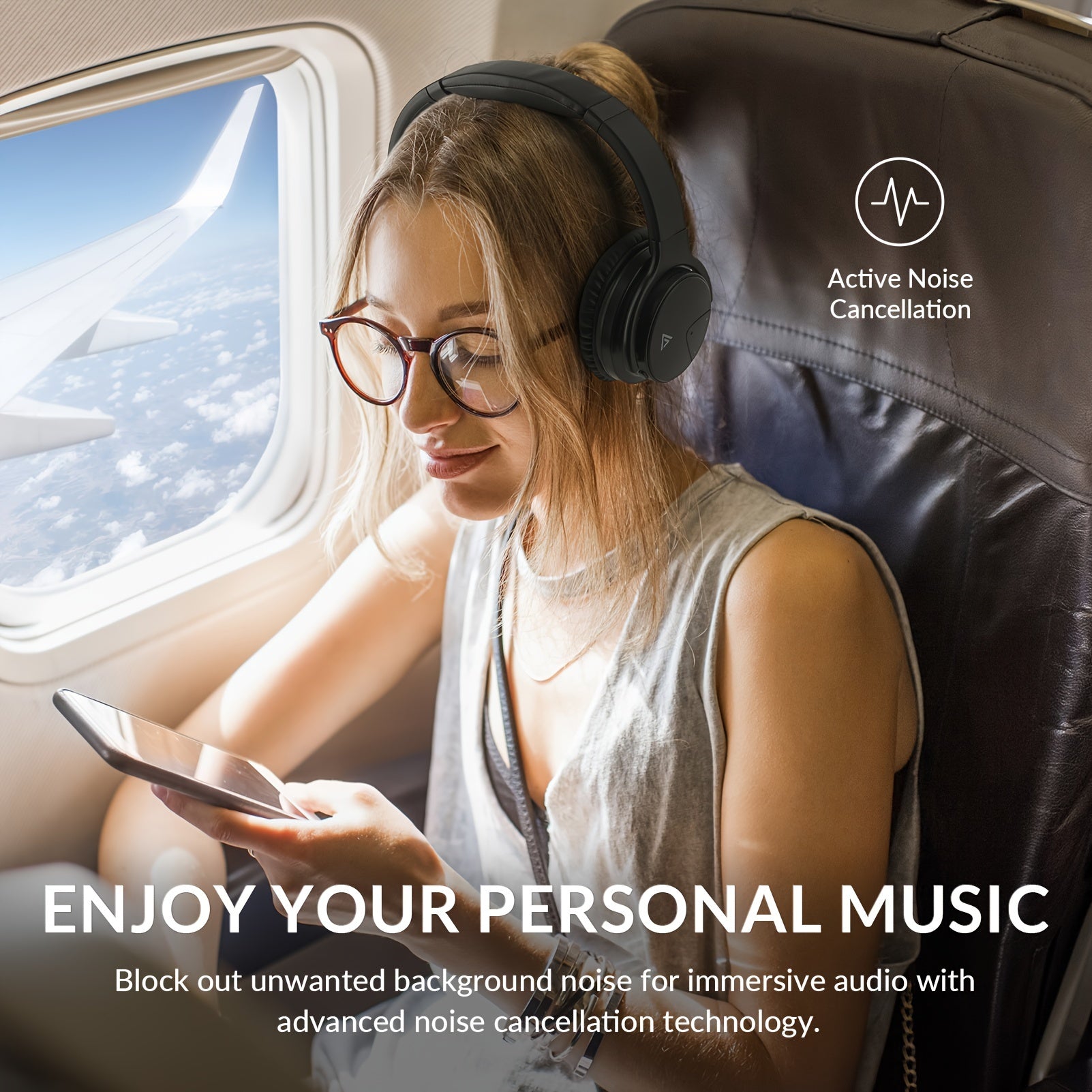 Lucurity Wireless Over-Ear Noise Cancelling Headphones - Deep Bass 20H Playtime Comfort Foam Crystal Clear Calls Black - ZOOMNSTORE