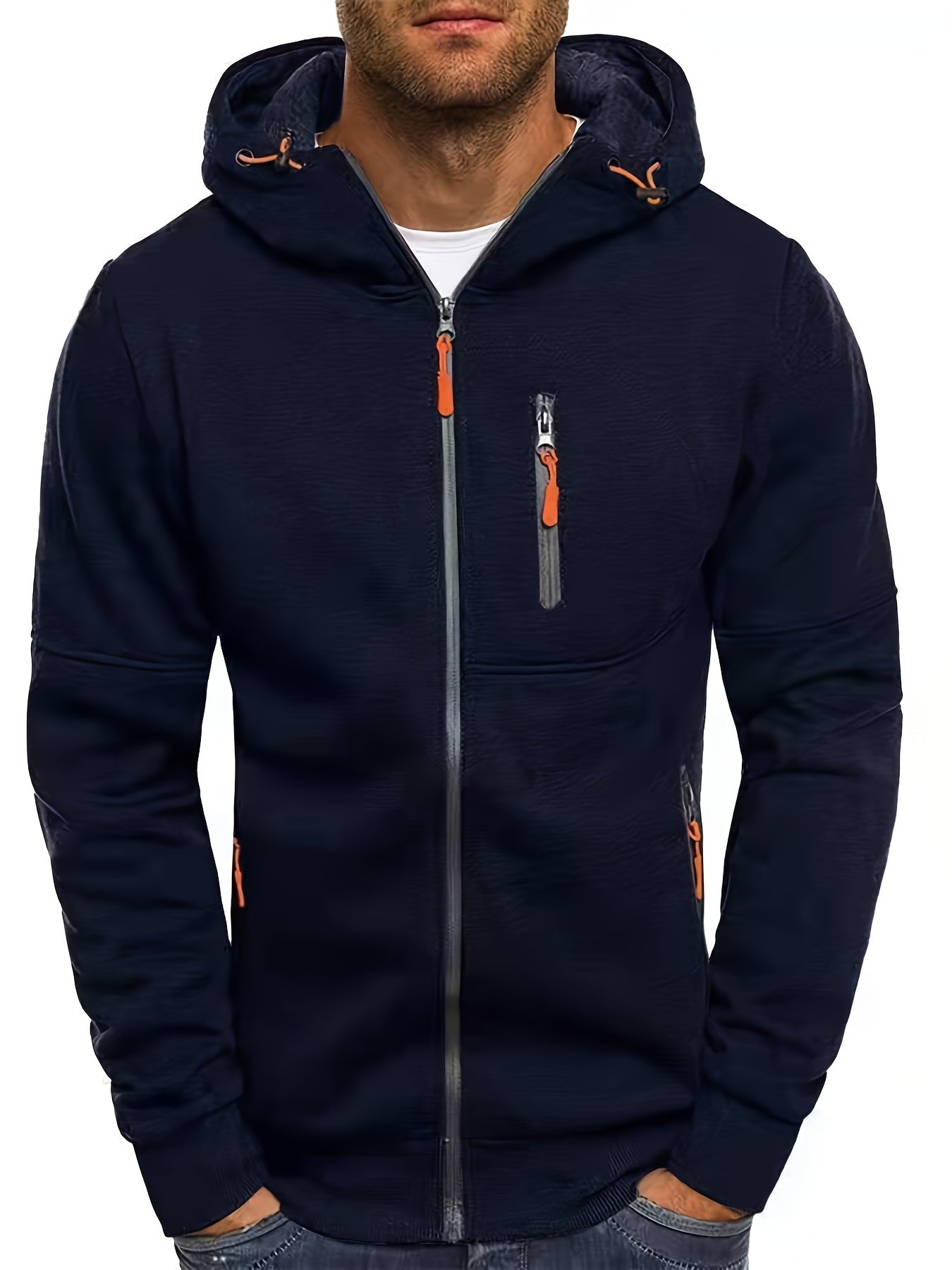 Mens Zipper Hoodie - Casual Full-Zip Sweatshirt with Pockets for Outdoor Activities - ZOOMNSTORE
