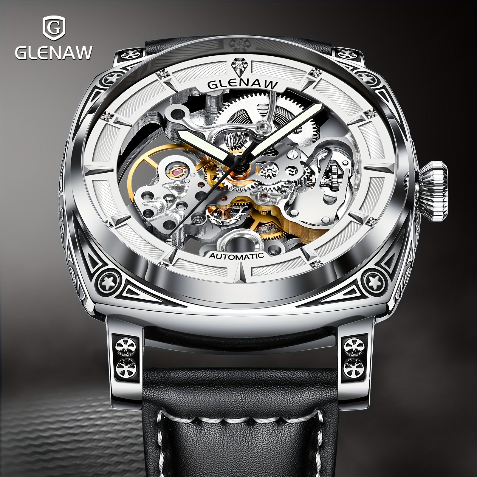Automatic Mens Skeleton Watch - Retro Self-Winding 3 ATM Waterproof with Luminous Hands - ZOOMNSTORE