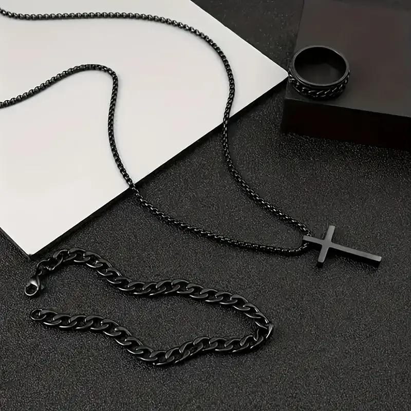 Alloy Cross Jewelry Set - Elegant Pendant Necklace Bracelet  Ring for Everyday Wear - ZOOMNSTORE