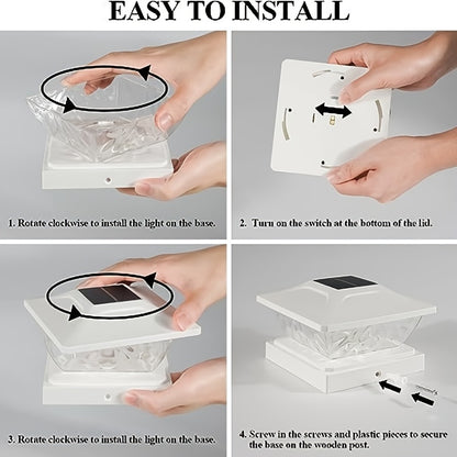 Solar Post Cap Lights - Bright Outdoor Solar Deck  Fence Lights BlackWhite - 2 Modes Multiple Pack Options - ZOOMNSTORE