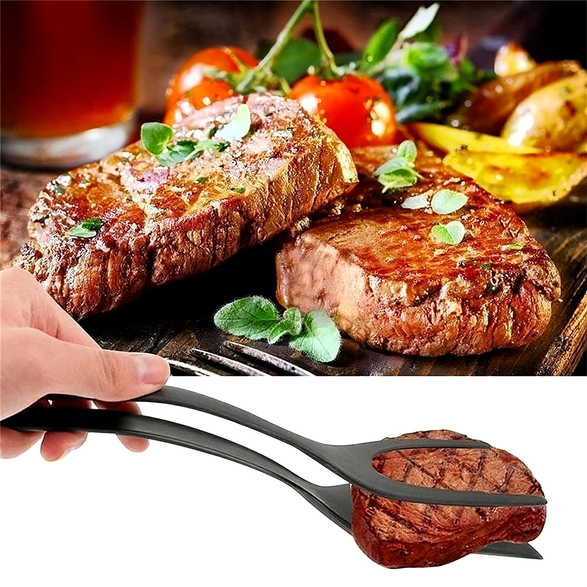 2pcs Egg Flipper Spatula Set - Non-Stick Tongs for Pancakes Omelettes Steak BBQ - ZOOMNSTORE