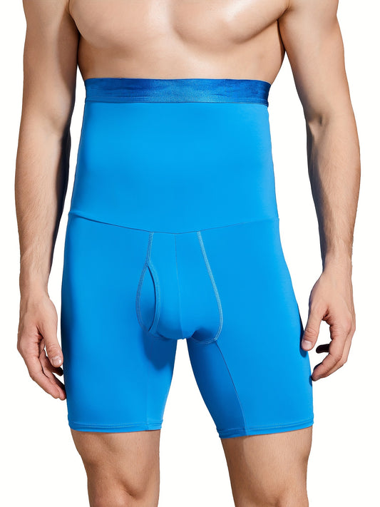 Sky Blue Mens High-Waist Shapewear Boxer Briefs - Comfortable Fit for Fitness - ZOOMNSTORE