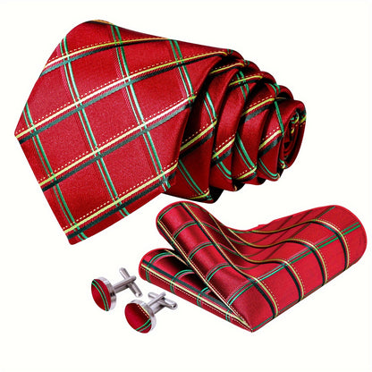 Mens Luxury Tie Set - Elegant 5PCS with Pocket Square Cufflinks Tie Ring Lapel Pin - ZOOMNSTORE