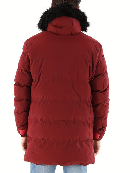 Mens Waterproof Parka Jacket - Warm Puffer Coat with Removable Faux Fur Hood - ZOOMNSTORE