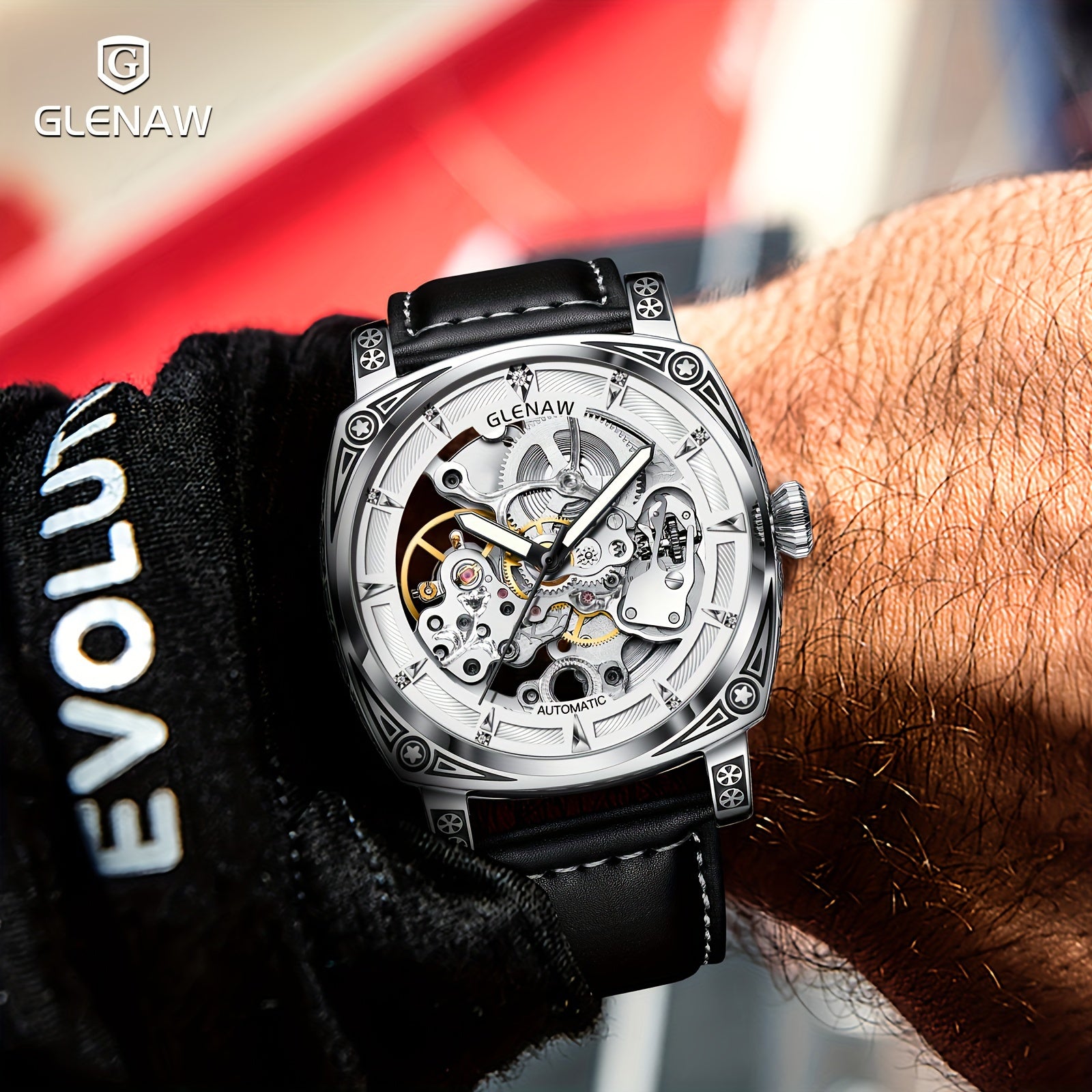 Automatic Mens Skeleton Watch - Retro Self-Winding 3 ATM Waterproof with Luminous Hands - ZOOMNSTORE