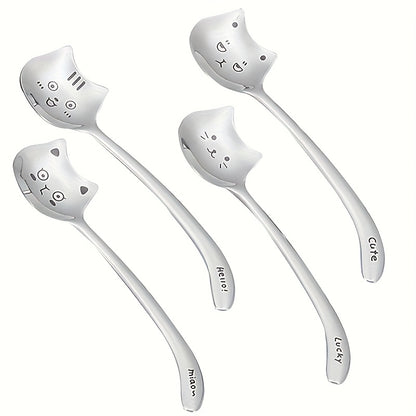 Stainless Steel Cat Coffee Spoons - Long Handle Perfect Gift for Cat Lovers - ZOOMNSTORE