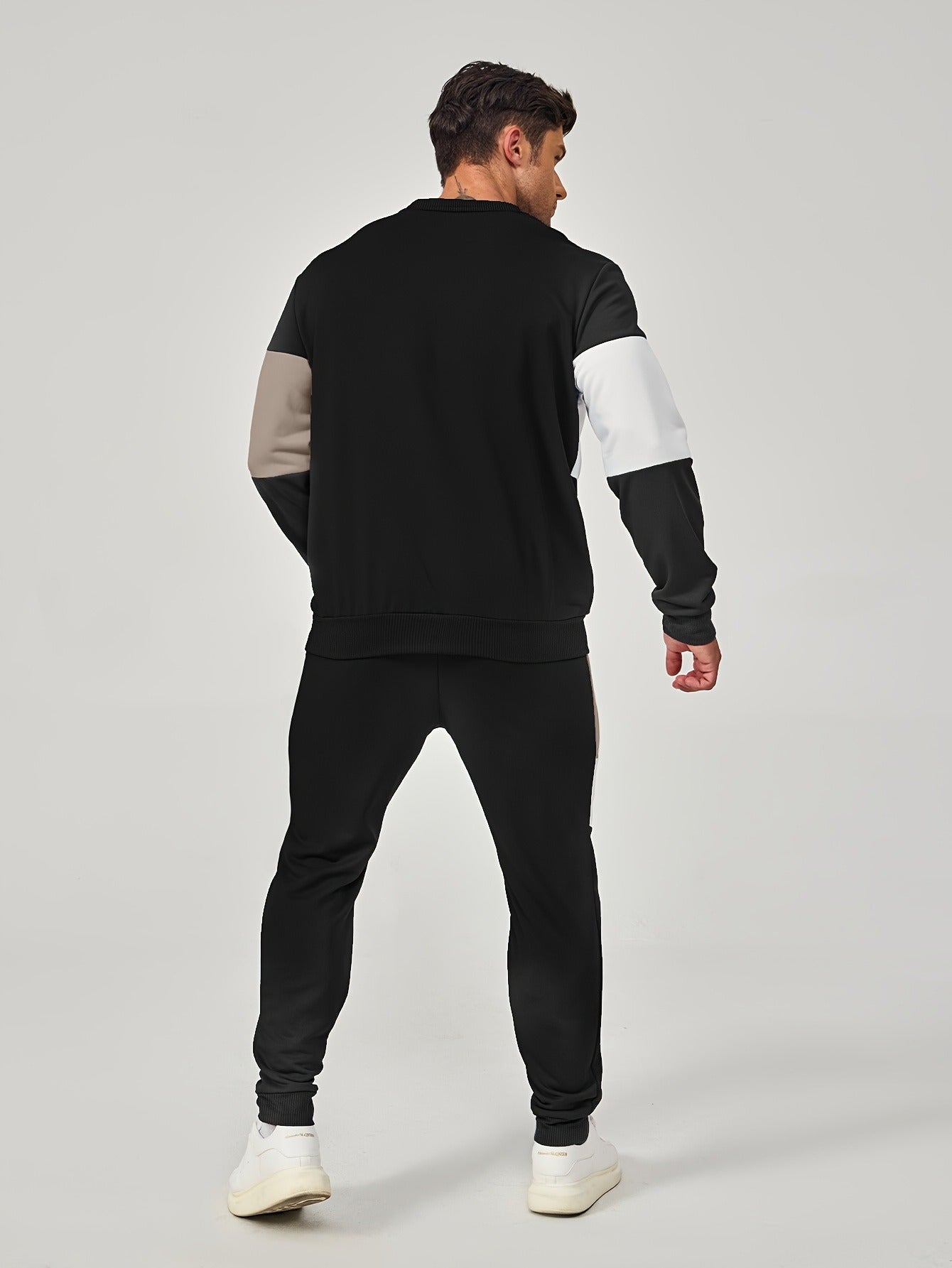Color Blocked 2-Piece Mens Sweatshirt and Jogger Set - Casual Long Sleeve Outfit for Fall and Winter - ZOOMNSTORE