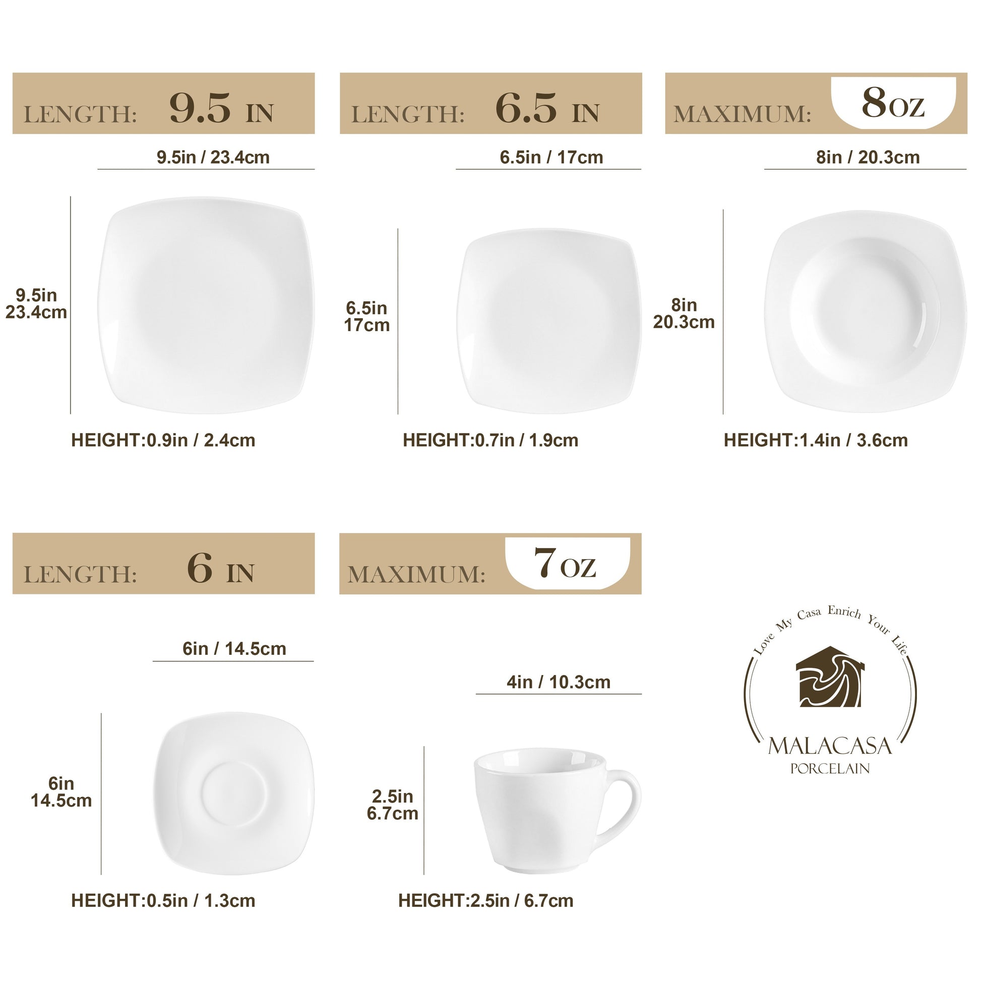 Ivory White Porcelain Dinnerware Set - 6-Piece Plates and Bowls for Home and Restaurant - ZOOMNSTORE