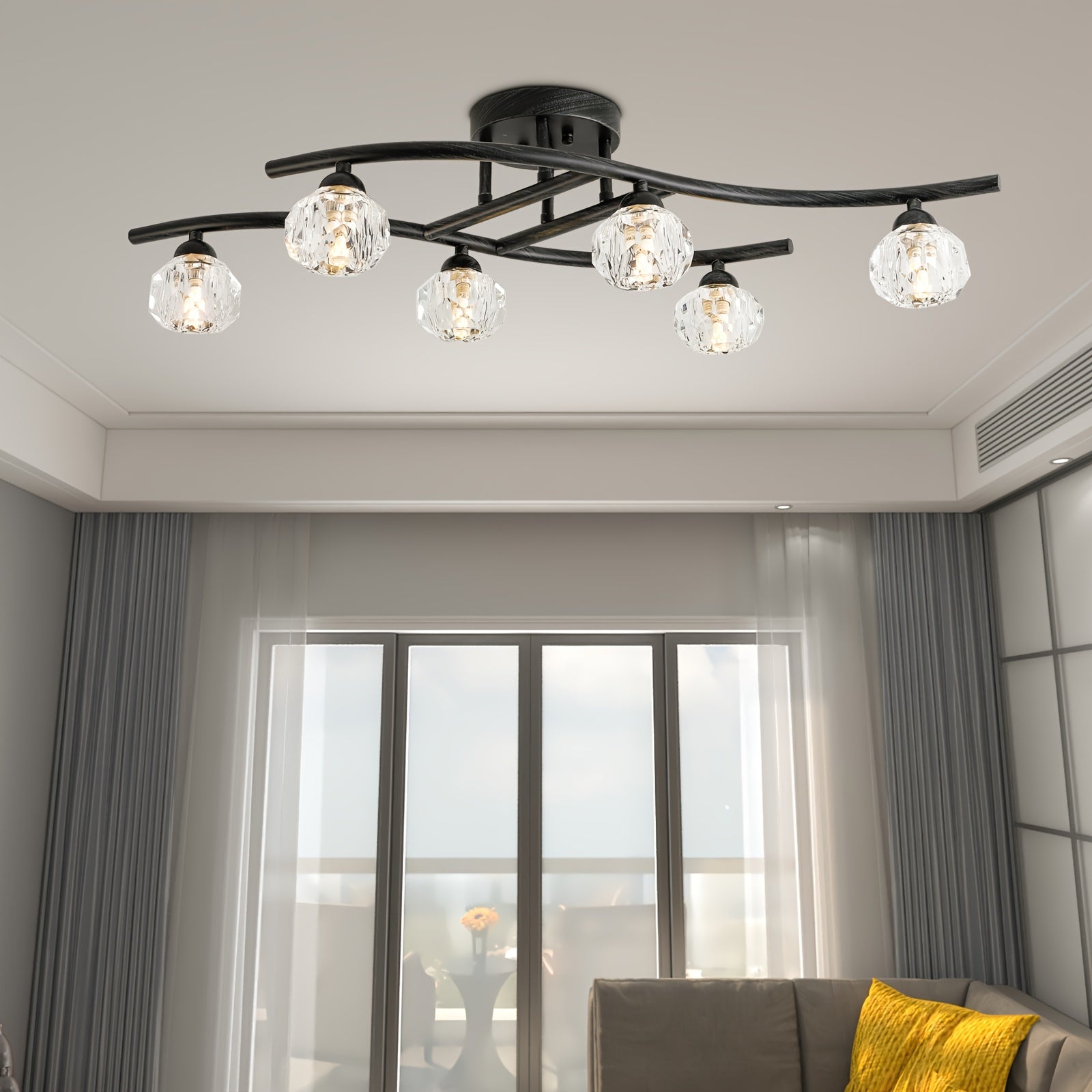 Modern Crystal Pendant Chandelier - Metallic Lines Design for Kitchen Dining and Living Rooms - ZOOMNSTORE