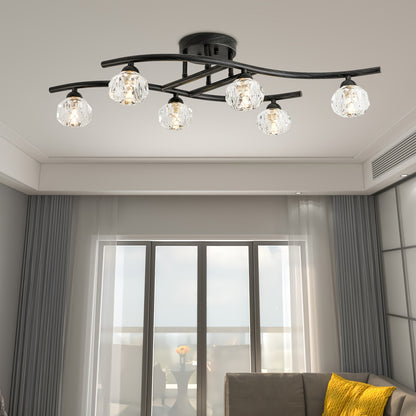 Modern Crystal Pendant Chandelier - Metallic Lines Design for Kitchen Dining and Living Rooms - ZOOMNSTORE