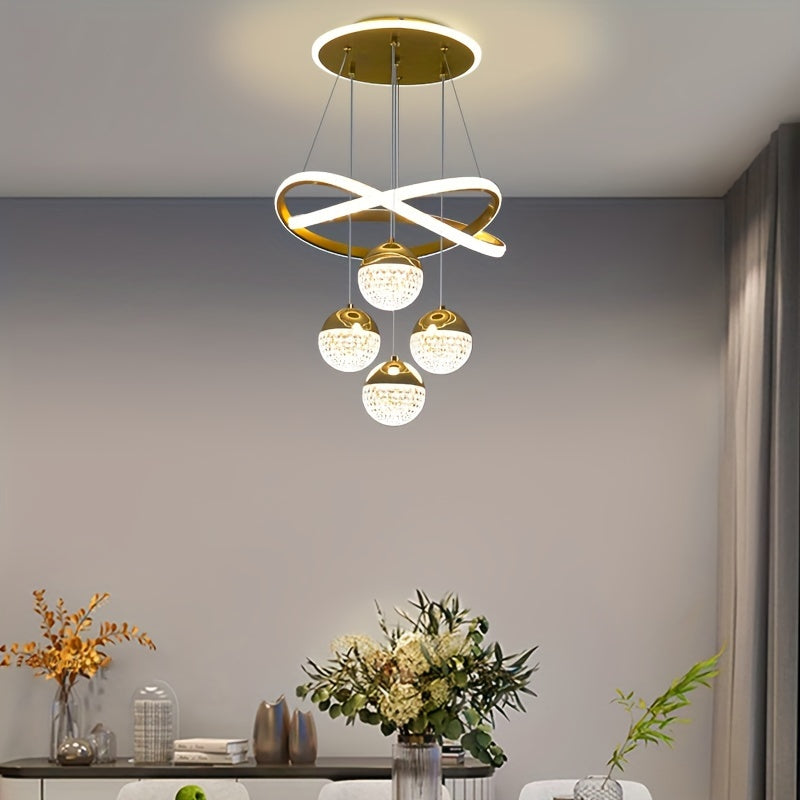 Art Deco Adjustable Pendant Chandelier with Polished Metal  Plastic Shade - Hardwired Semi-Flush Mount for Living Room  Restaurant Decor - ZOOMNSTORE