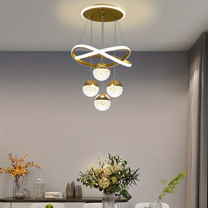 Art Deco Adjustable Pendant Chandelier with Polished Metal  Plastic Shade - Hardwired Semi-Flush Mount for Living Room  Restaurant Decor - ZOOMNSTORE