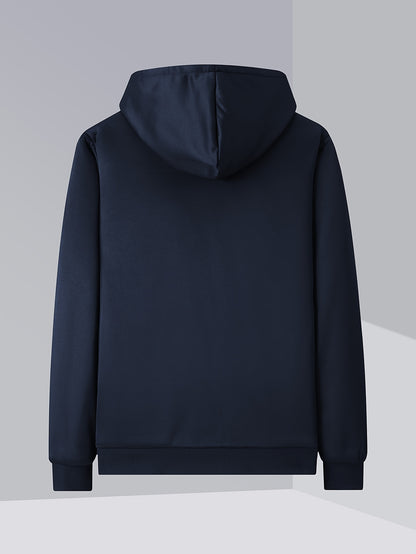 Mens Winter Fleece Hoodie - Hooded Zip-Up Jacket with Pockets Casual Outerwear - ZOOMNSTORE