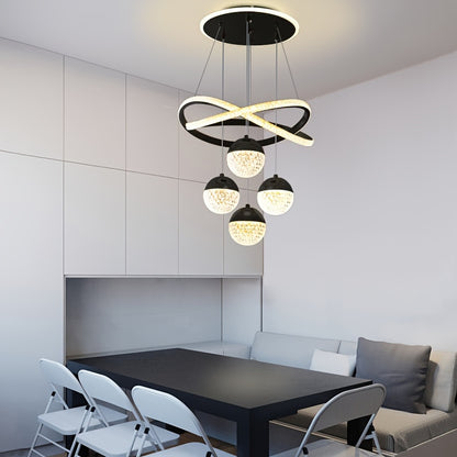 Art Deco Adjustable Pendant Chandelier with Polished Metal  Plastic Shade - Hardwired Semi-Flush Mount for Living Room  Restaurant Decor - ZOOMNSTORE