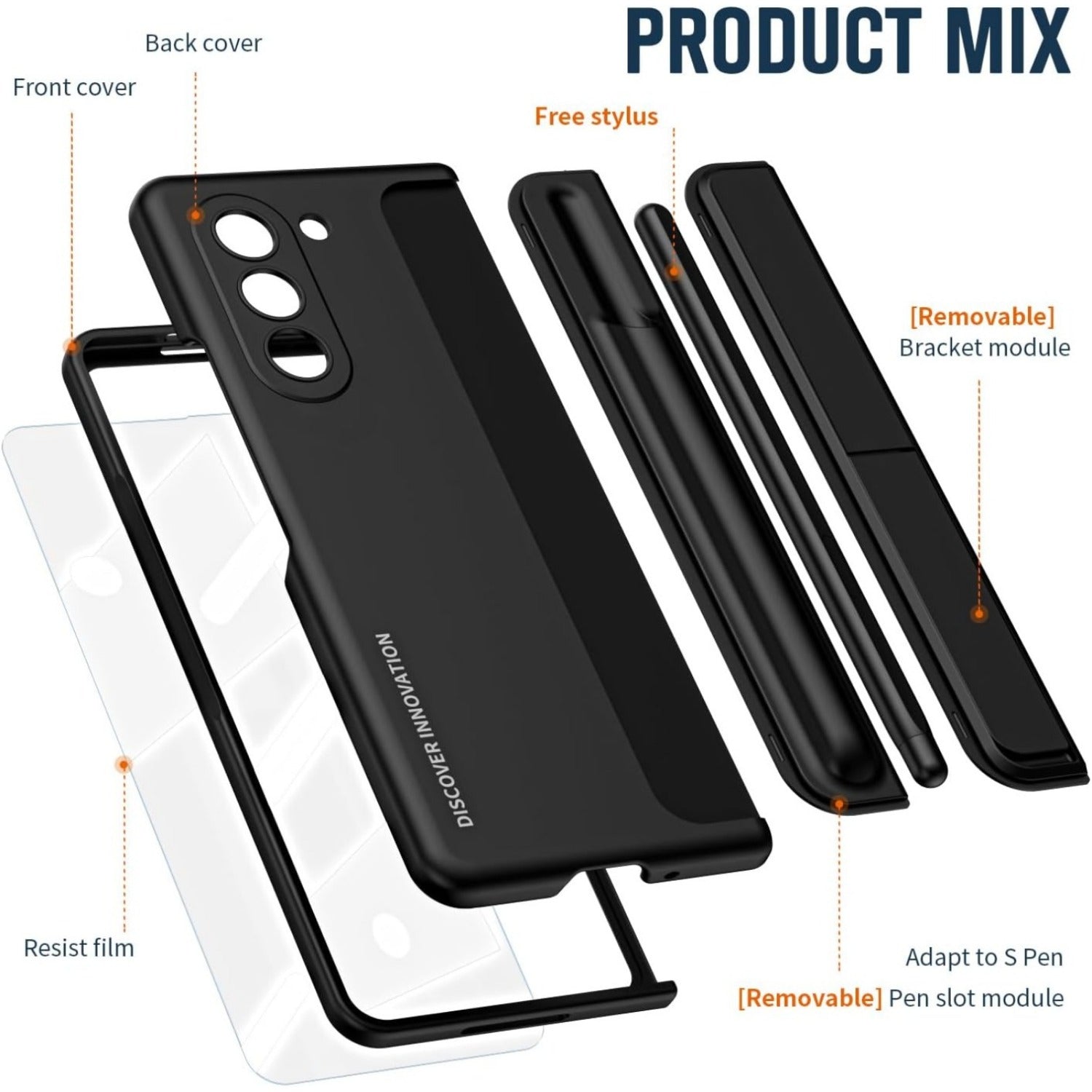 Samsung Galaxy Z Fold5 Slim S Pen Case - Protective Cover with Kickstand  Screen Protector - ZOOMNSTORE