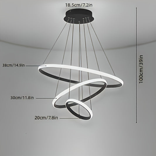 Dimmable LED Chandelier - Modern Ring Pendant Light with 3-Color Tuning for Living Room Office Bedroom - ZOOMNSTORE