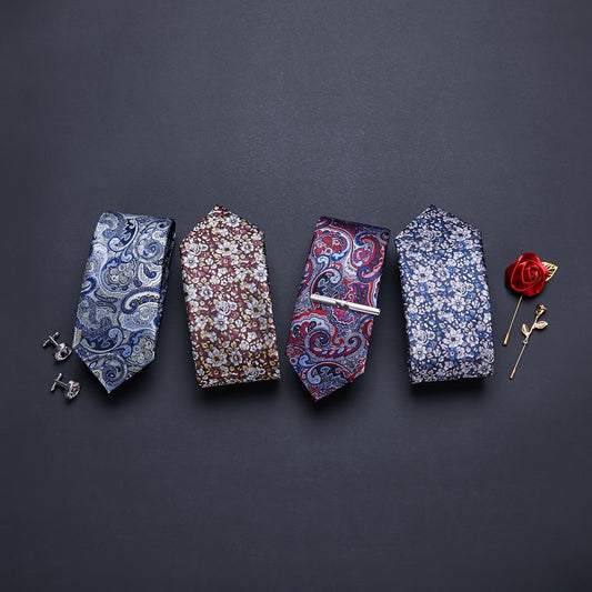 Paisley Floral Necktie - Mens Wedding and Work Tie - ZOOMNSTORE