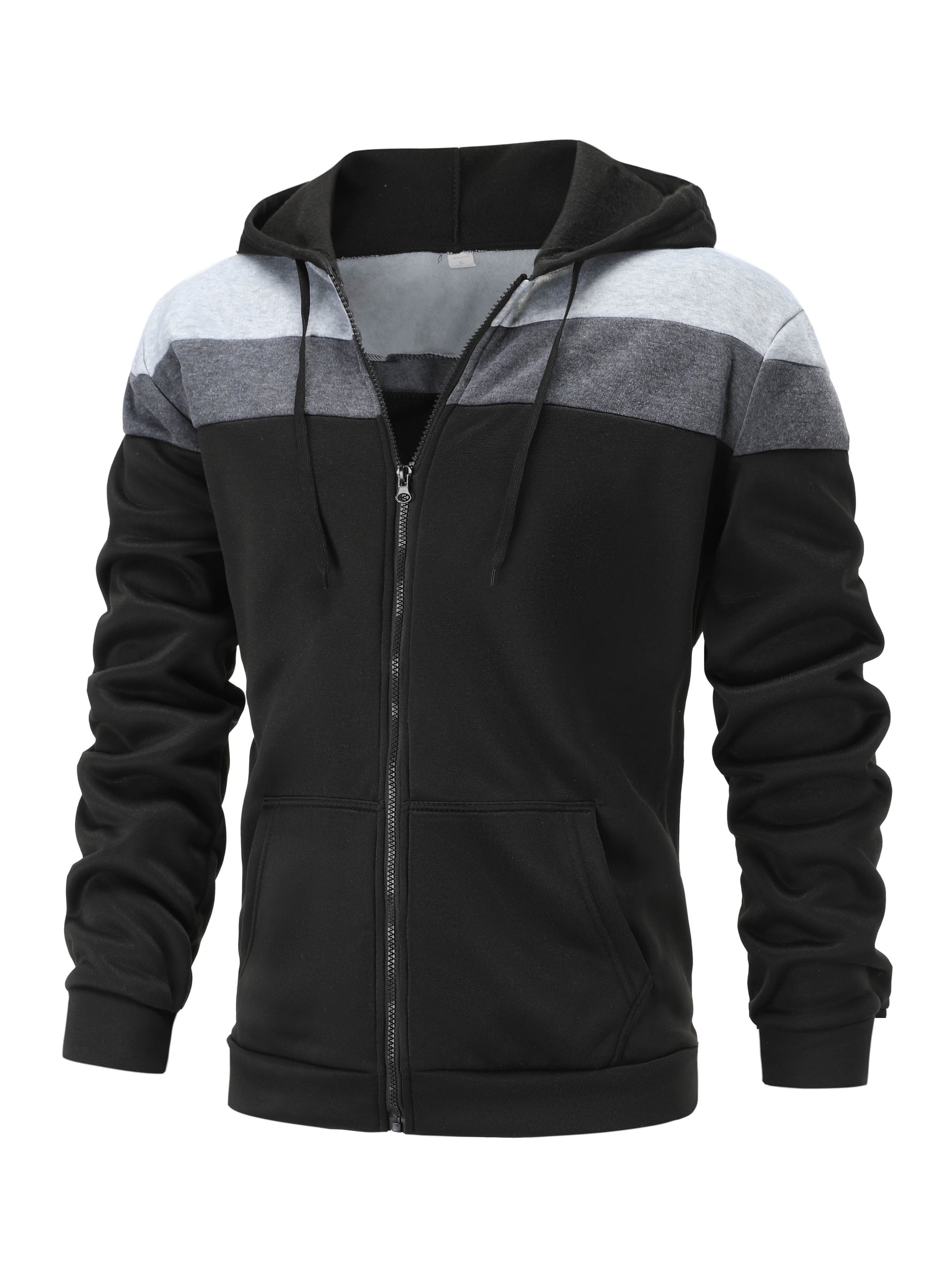 Mens Casual Zip-Up Hoodie - Solid Color Long Sleeve Pullover Stretch Polyester AutumnWinter Fashion - ZOOMNSTORE